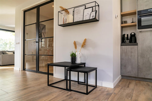 MaximaVida vierkante salontafel set Chicago XL zwart 60 cm - pinewood fineer