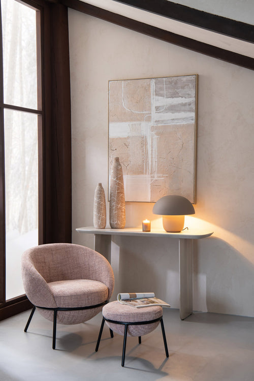 J-Line loungestoel + poef - ijzer - roze/zwart