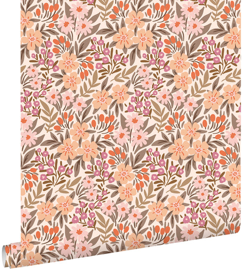 ESTAhome behang bloemen vergrijsd groen, roze en paars - 50 x 900 cm - 131451 - vtwonen shop