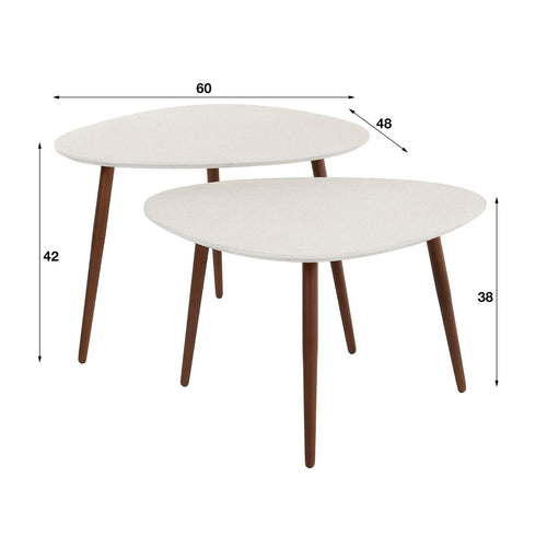 Giga Meubel Salontafel Stone - Marmer Composiet - Set van 3 - 60x48x42cm - Set van 2