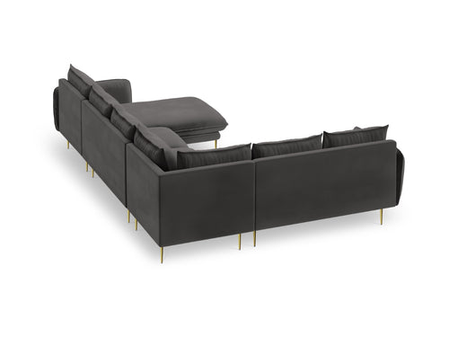 Cosmopolitan Design Panoramische hoekbank links Vienna 7-zits, flueel, donkergrijs - 235x330x95cm
