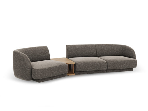 Micadoni linker modulaire bank Miley 3-zits, chenille, grijs - 126x303x70cm