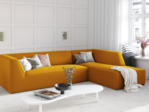 Micadoni rechter hoekbank Ruby 4-zits, flueel, geel - 180x273x69cm