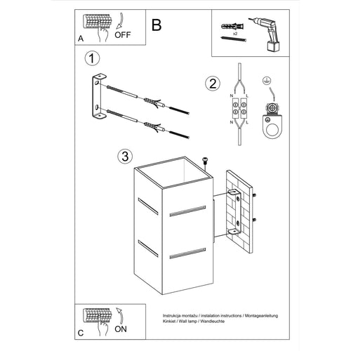 Sollux Lighting Wandlamp BLOCCO grijs - 10x12x20cm