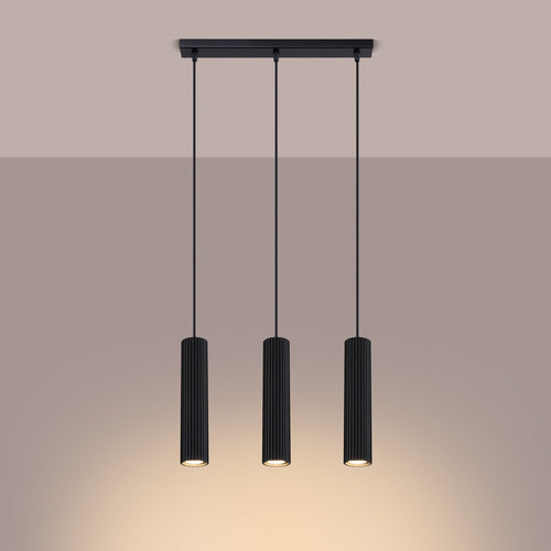 Sollux Lighting Hanglamp KARBON 3L zwart - 45x6,5x98cm