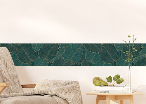 Sanders & Sanders zelfklevende behangrand bladeren donkergroen en goud - 10 x 500 cm - 601660