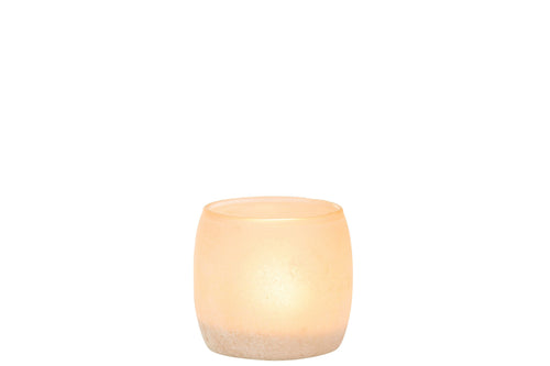 J-Line windlicht Poeder - glas - roze - small - 2 stuks