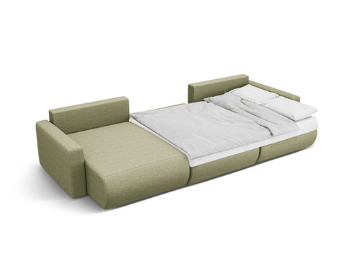 Cosmopolitan Design Converteerbare panoramische bank met opbergdoos Belfast 4-zits, structurele stof asperge - 149x340x84cm