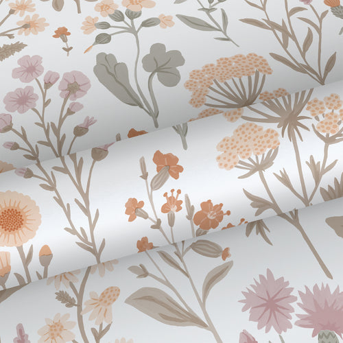 Sanders & Sanders behang veldbloemen lichtpaars, terracotta, geel en groen - 50 x 900 cm - 935383