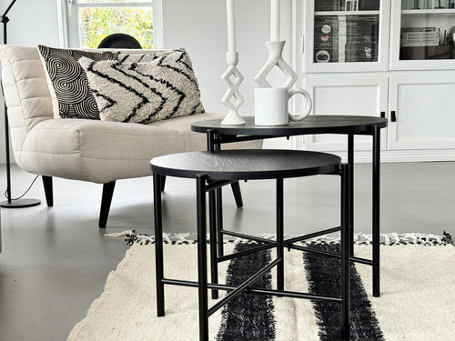 MaximaVida salontafel set Chicago 62 en 49 cm kruisframe zwart - pinewood fineer
