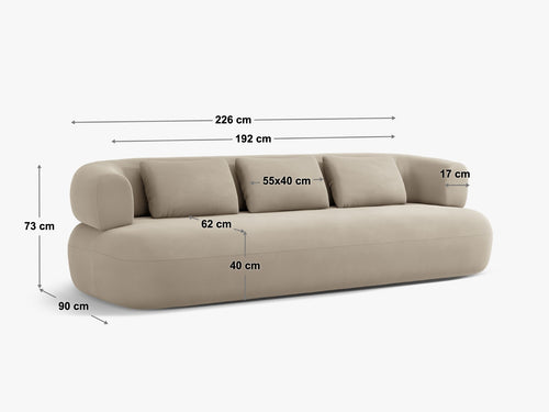 Micadoni Bank Jenny 4-zits, flueel groente - 90x226x73cm