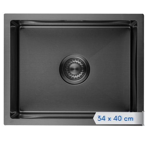 LOMAZOO spoelbak Noah - met kraangat - RVS - gun metal - 34 x 40 cm