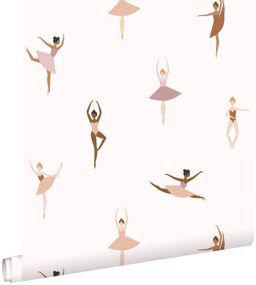 ESTAhome behang ballerina's terracotta en lila roze - 53 cm x 10.05 m - 139536