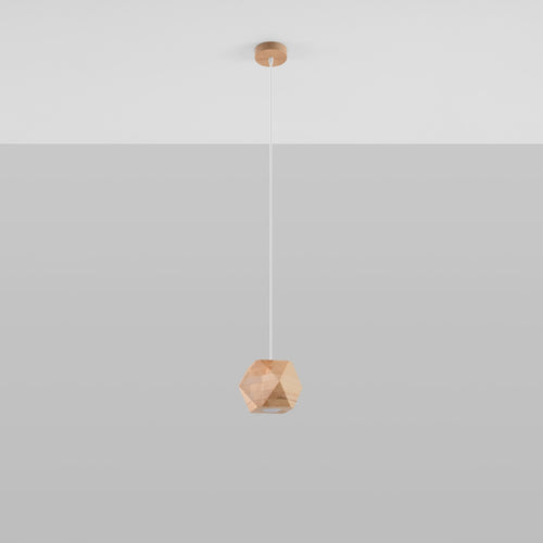 Sollux Lighting Hanglamp WOODY natuurlijk hout - 12x12x120cm