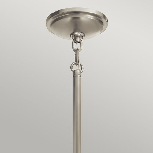 Elstead Kichler Tollis Globe hanglamp geborsteld nikkel en wit