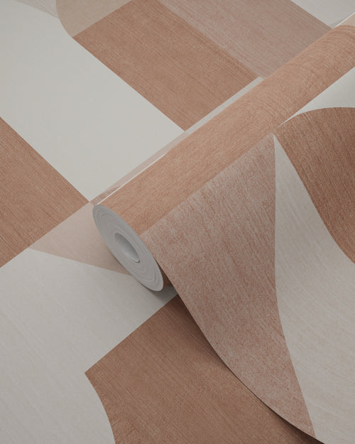 Origin Wallcoverings behang cirkels in Bauhaus stijl terracotta en beige - 50 x 900 cm - 348029 - vtwonen shop