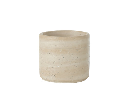 J-Line bloempot Olina Rond - cement - creme - medium - Ø 14 cm