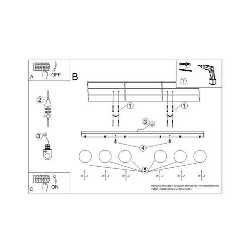 Sollux Lighting Plafondlamp YOLI 6 rode oker - 120x12x14,5cm