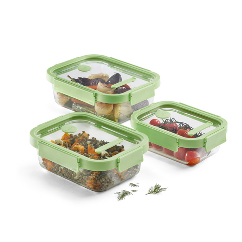 Lékué Vershouddoos Glas Rechthoek, set van 3