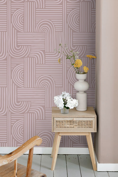 ESTAhome behang grafisch 3D motief licht mauve paars - 50 x 900 cm - 131488 - vtwonen shop