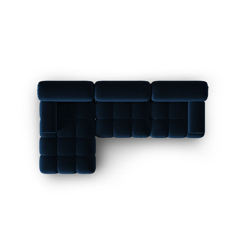 Cosmopolitan Design - Modulaire hoekbank links Cortina 4-zits, flueel koningsblauw - 155x282x70cm