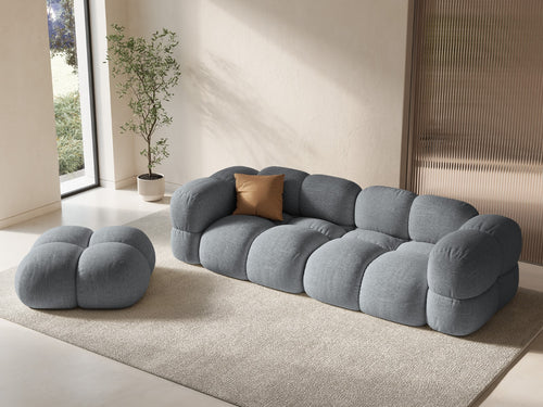 Cosmopolitan Design Bank Loretto 4-zits, structurele stof grijs - 100x250x68cm