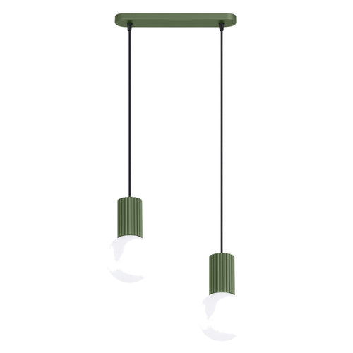 Sollux Lighting Hanglamp HALO 2L olijfgroen - 33,5x6x120cm