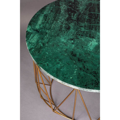 Dutchbone Boss Bijzettafel Rond 51 cm Marmer Groen/ Goud - vtwonen shop