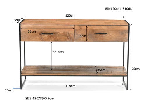 Livingfurn wandtafel Elin - 120cm - bruin