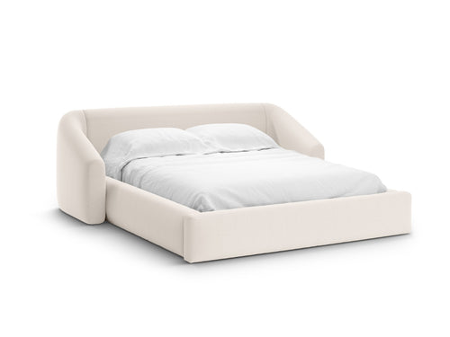 Cosmopolitan Design Opbergbed met hoofdeinde Campi 200x140cm structurele stof lichtbeige - 230x208x80cm