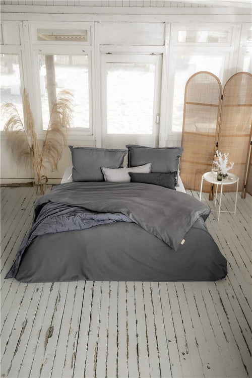 Walra - Dekbedovertrek Vintage Satin - 240x220 cm - Antraciet