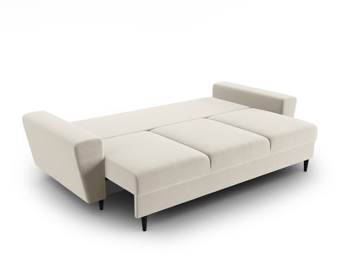 Cosmopolitan Design Slaapbank met opbergdoos Kyoto 3-zits, flueel lichtbeige - 100x235x88cm