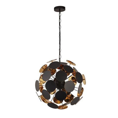 Searchlight DISCUS - 4 lichtzwarte, gouden plafondhangers