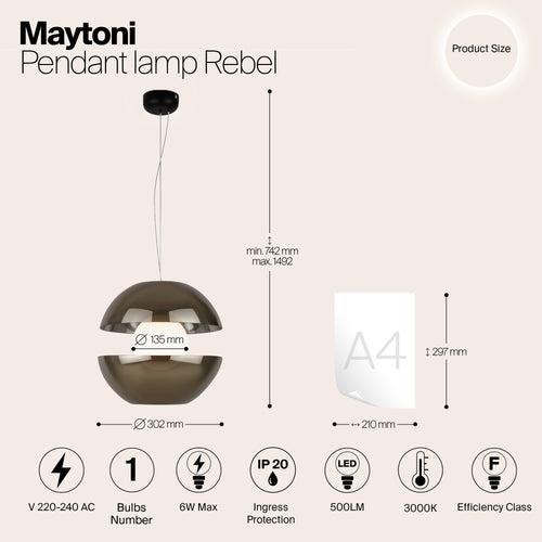 Maytoni - Hanglamp Rebel - Goud - Ø30,2 - vtwonen shop