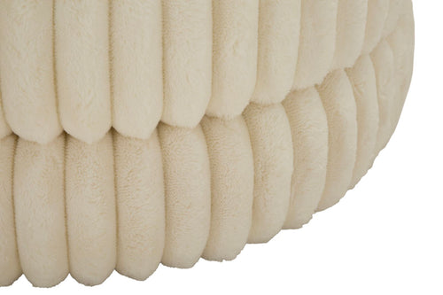 Creme kleurige pluche poef Ø 41x46 cm