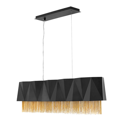 Elstead Zuma 6-lichts hanglamp, satijnzwart, goud, E27