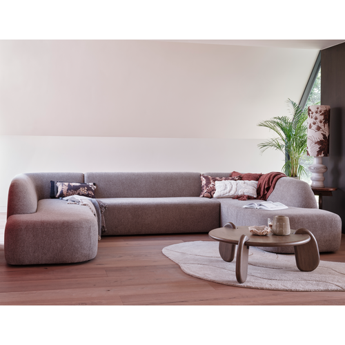 WOOOD u-vorm bank Sloping - Polyester - Grijs Melange -77x339x225