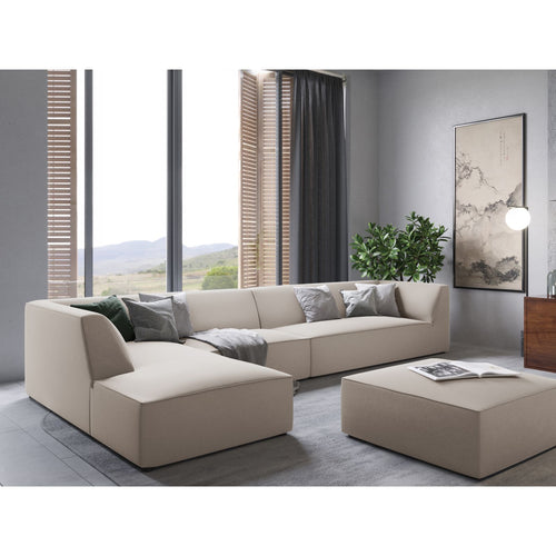 Cosmopolitan Design - Modulaire hoekbank links Siena 5-zits, flueel beige - 180x366x69cm
