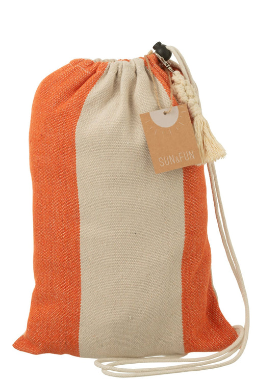 J-Line hangmat Brede Strepen - katoen/polyester - oranje/ecru