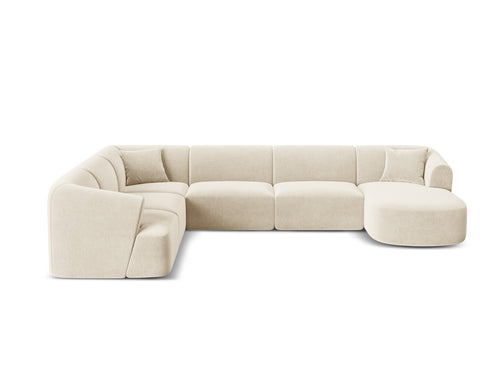Cosmopolitan Design Modulaire panoramische hoekbank links Campi 7-zits, flueel lichtbeige - 255x330x70cm