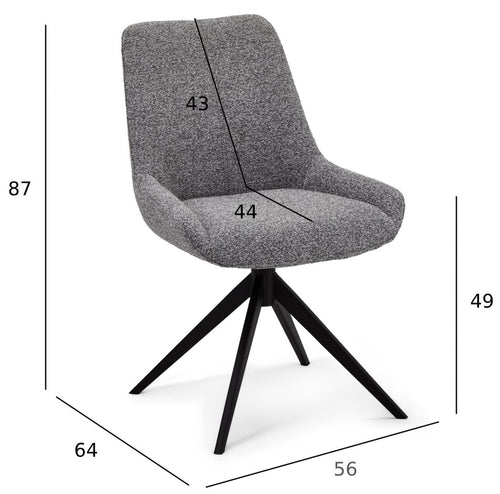 Furnhouse eetkamerstoel Helena - Grijs - Stof (Bouclé) - Set van 2