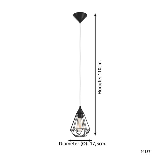 EGLO hanglamp Tarbes - e27 - ø 17,5 cm - zwart