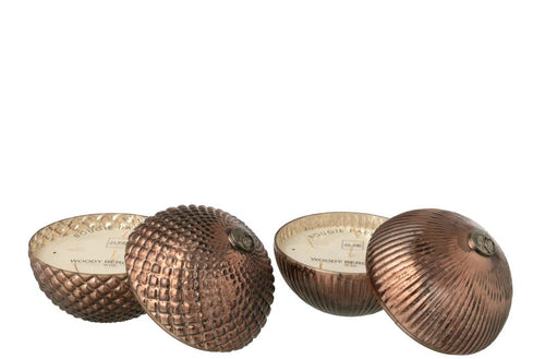 J-Line geurkaars Kerstbal - glas - bruin - large - 2 stuks - vtwonen shop