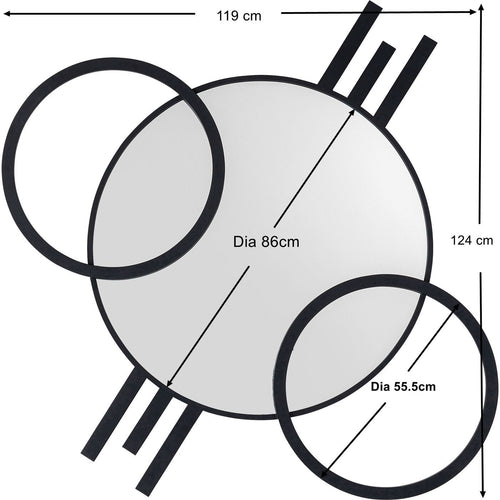 Kare Design Spiegel Triple Cercle zwart 119x124cm