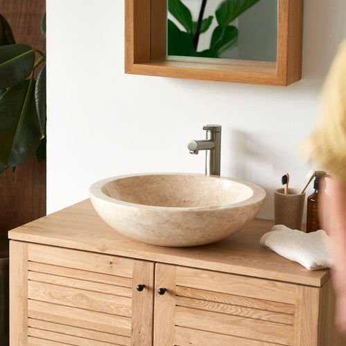 Tikamoon Marmeren waskom in cream ∅ 43cm - Beige