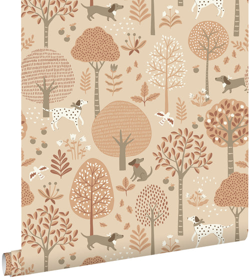 ESTAhome behang honden beige en terracotta roze - 53 cm x 10.05 m - 139711 - vtwonen shop