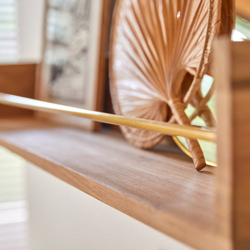 Tikamoon Wandplank voor kinderkamer van massief teakhout 100 cm - Naturel