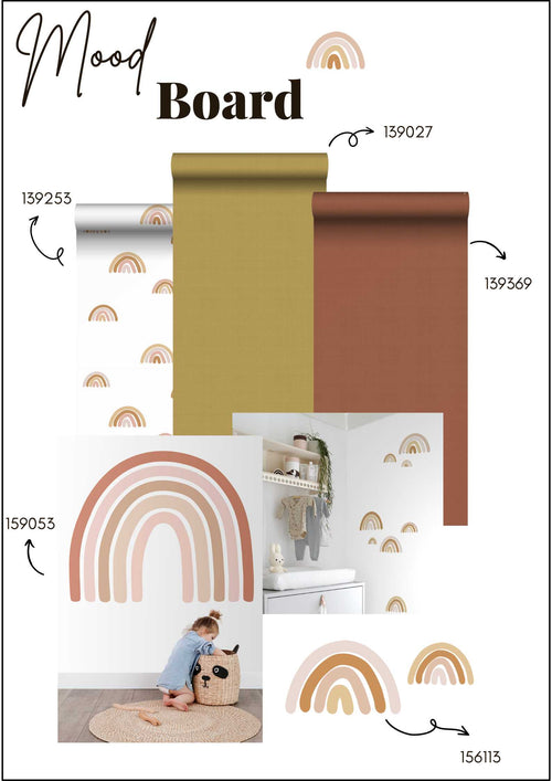 ESTAhome muursticker regenboogjes terracotta roze - 47.5 x 66 cm - 156113