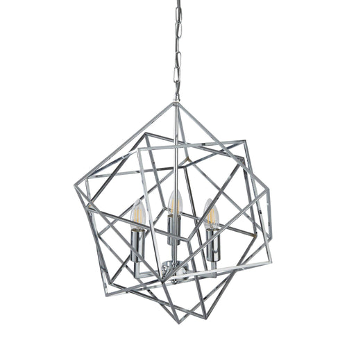 Searchlight Cube - 3-lichts plafondlamp chroom, E14