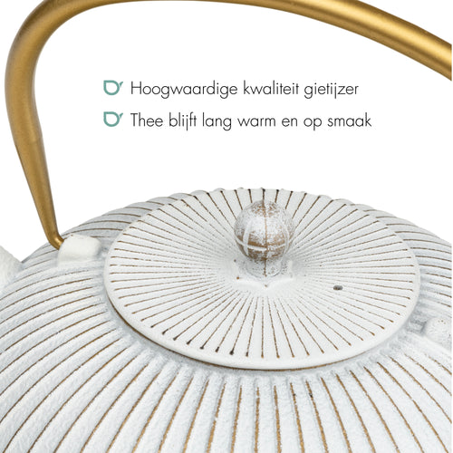 Bredemeijer - Gietijzeren theepot Linhai - 1,1 liter - Off white - Met filter - vtwonen shop